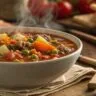 Easy vegetable soup with ground beef served hot