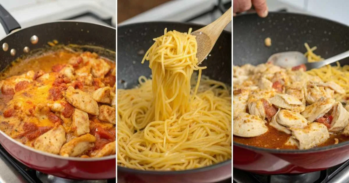 Cooking Texas chicken spaghetti step-by-step