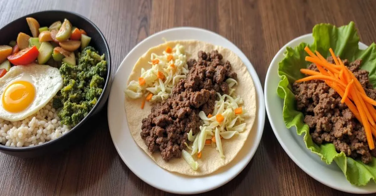 Leftover Korean ground beef bulgogi in tacos, bowls, and wraps
