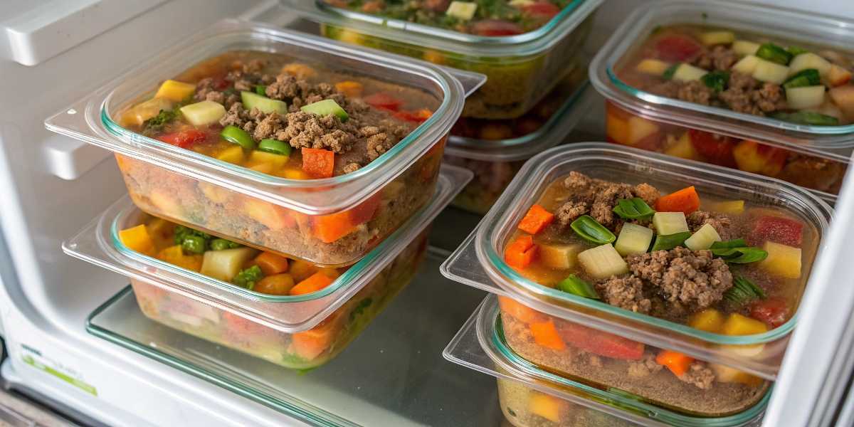 Storing vegetable soup with ground beef properly